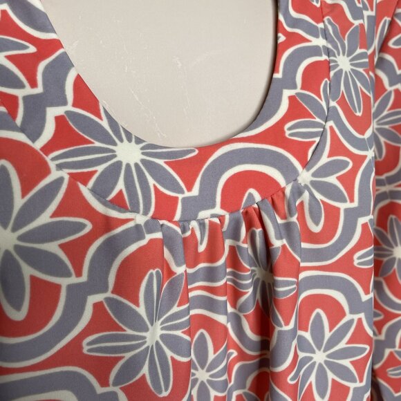 Aryeh Womens Floral Dress Long Sleeve Size Medium Scoop Neck Gray Pink C - Picture 3 of 12